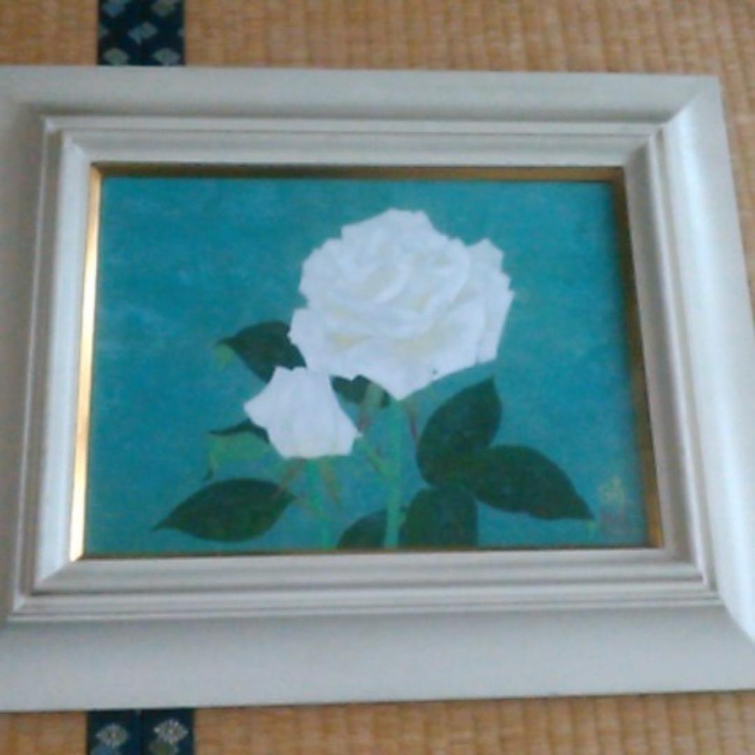 絵画　白薔薇