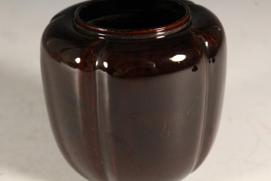 茶道具 時代 漆 阿古駄 茶器 φ7cm(K-YC385)