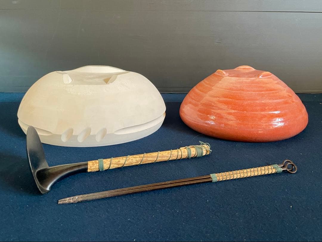 割引❣️「母」巴半田 炮烙 一双 底取 灰道具 4点セット 楽助 （814B①）