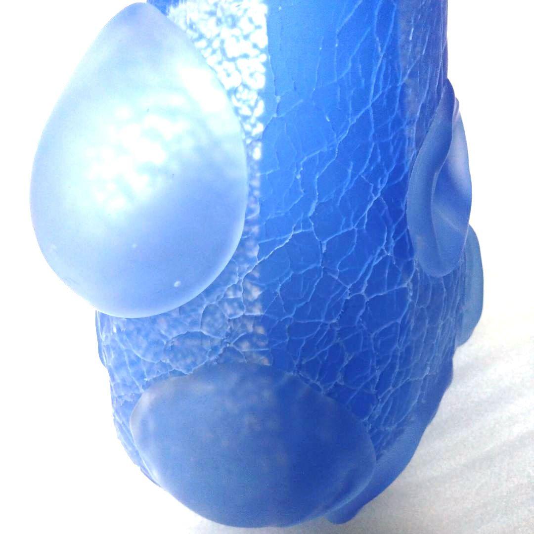 岩田　ガラス　優しい青　銀箔　工房　作家１点もの　花器　アート