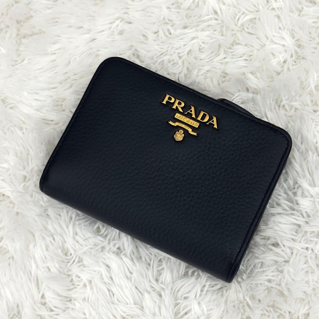 極美品⭐️RFID搭載 PRADA プラダ ヴィッテログレイン ブラック レザー