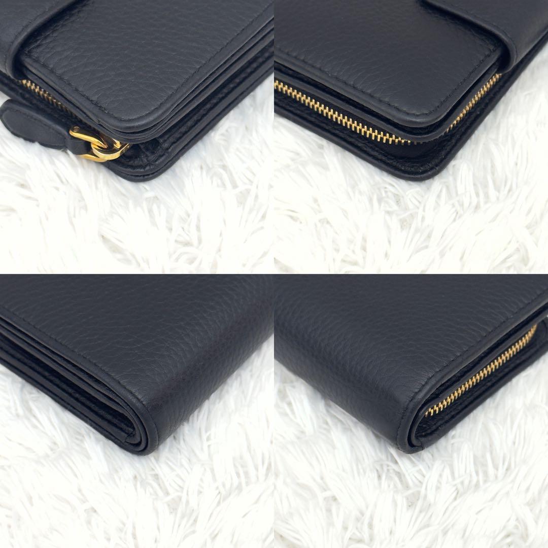 極美品⭐️RFID搭載 PRADA プラダ ヴィッテログレイン ブラック レザー