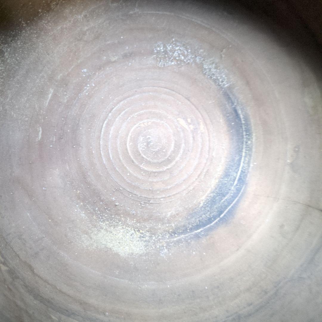 白灰色の陶磁器製茶釜 土瓶竹製持ち手付き骨董(江戸中期)