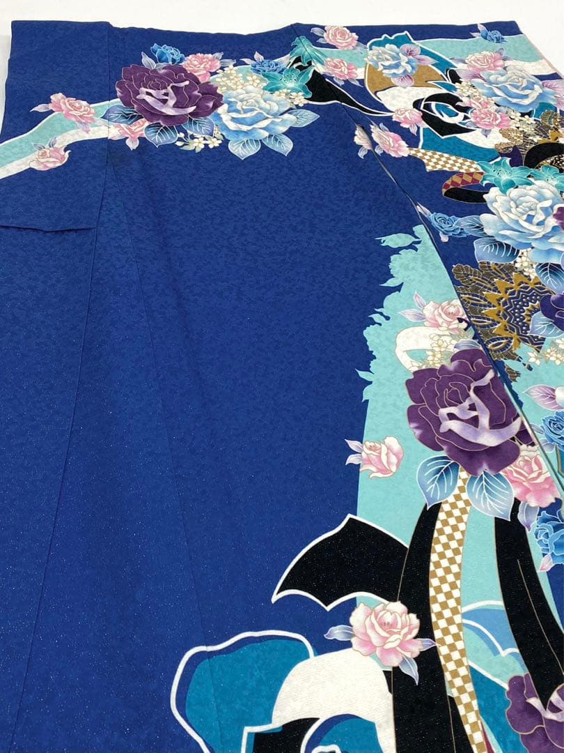 振袖 豪華 銀通し 刺繍 薔薇尽くし モダン 身丈173cm 身幅ゆったり
