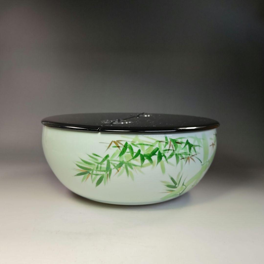 イ750 水指『洞華苑　色絵　平水指　共箱』茶道具