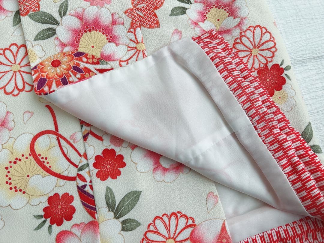 七五三 3歳着物 被布セット 化繊 レトロ調