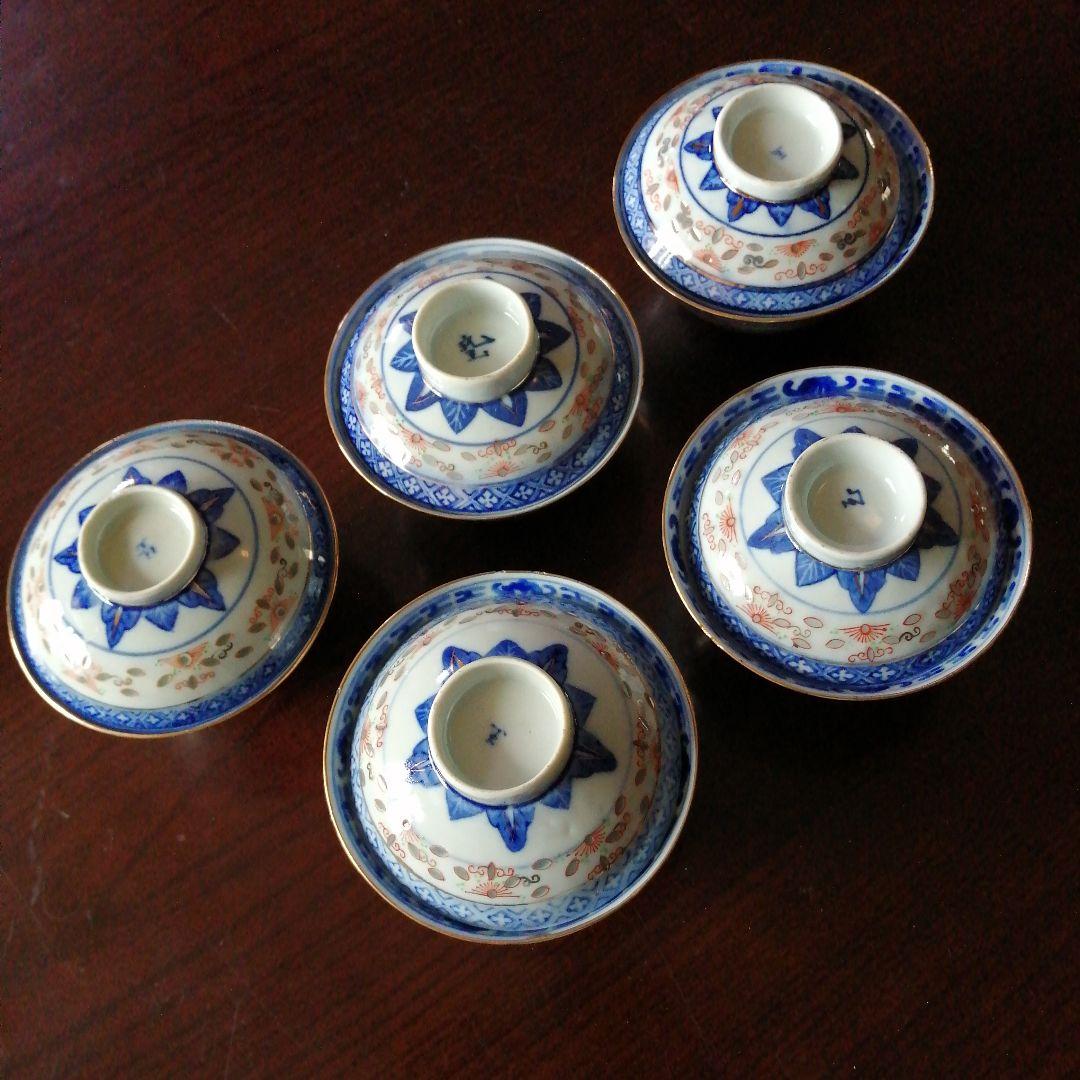 景徳鎮　玩玉　蛍手蓋茶碗　5客　11cm