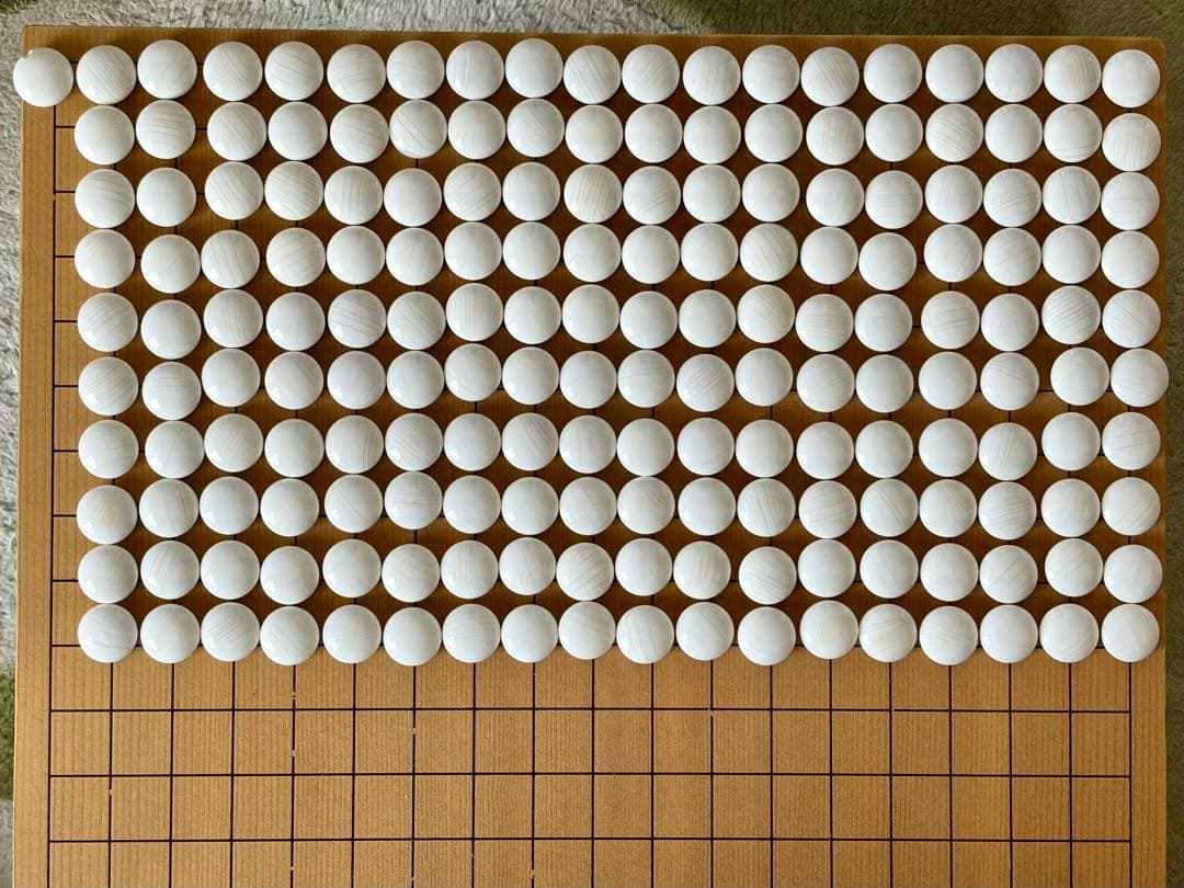 【美品】囲碁① 天然木 特大碁笥＋碁石(蛤・那智黒)35号・月 セット