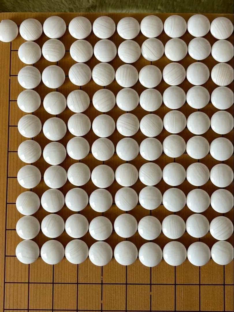 【美品】囲碁① 天然木 特大碁笥＋碁石(蛤・那智黒)35号・月 セット