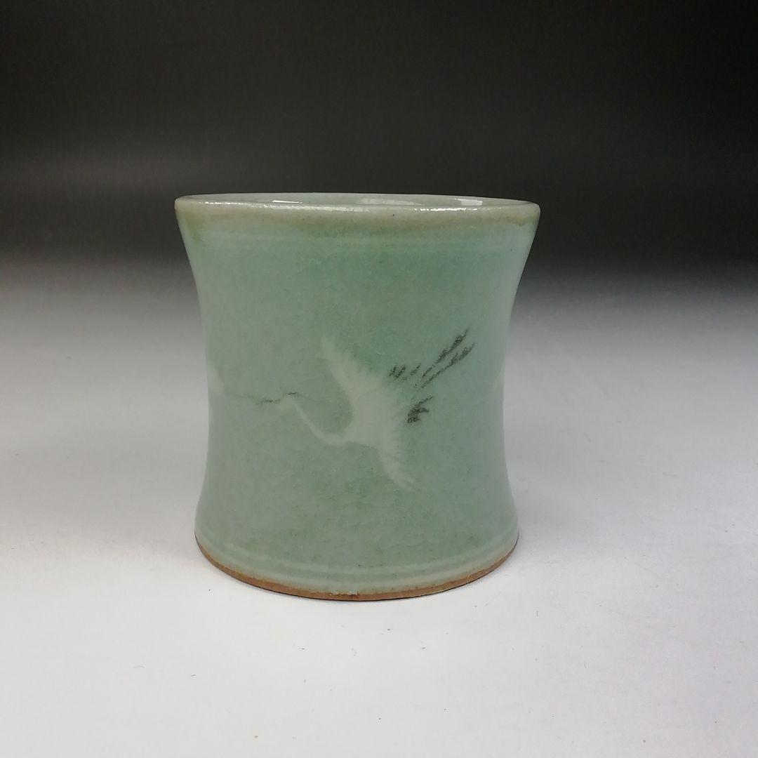 Ｔ７２３　蓋置　『高麗青磁』『韓国人間文化財』『柳根塋 作』　共箱　茶道具