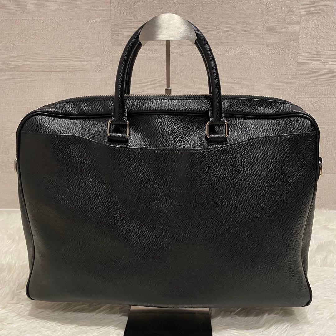 コーチ 2way オールレザー ベケット ブリーフケース ブラック シルバーロゴ