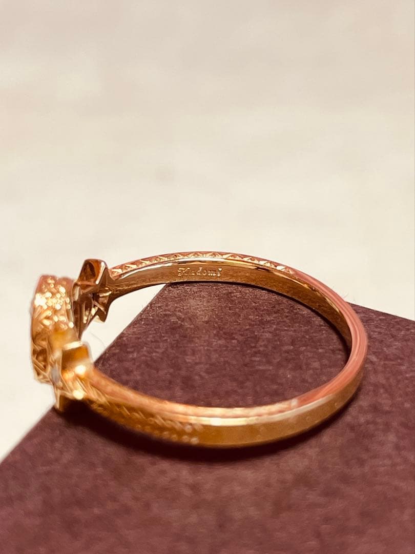 kadomi イタリアンシェルカメオリング K18ゴールド 星ダイヤモンド 指輪