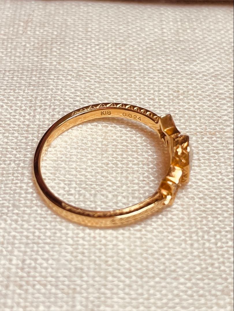 kadomi イタリアンシェルカメオリング K18ゴールド 星ダイヤモンド 指輪