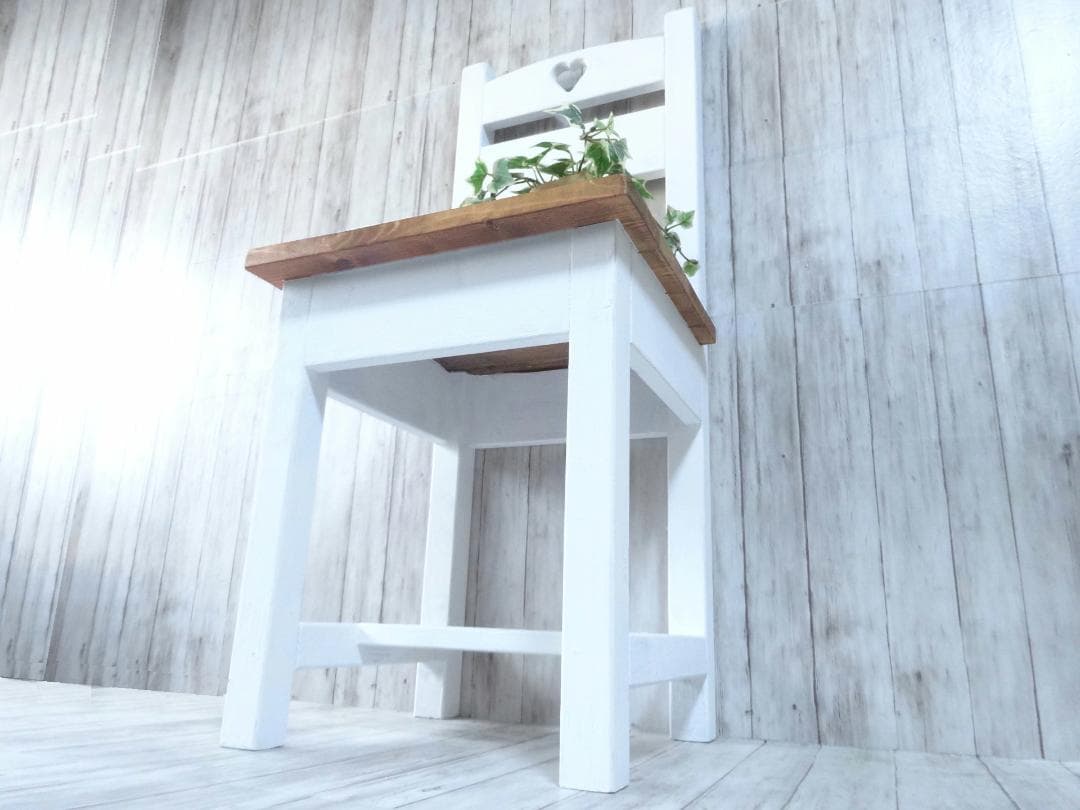 ハンドメイド 1人掛けチェア ハートタイプ（チーク×ホワイト）