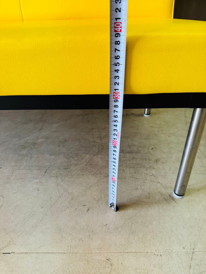 福岡発　長椅子　ベンチ　幅150ｃｍ　ロビーチェア 待合室ソファ 黄色 ソフト