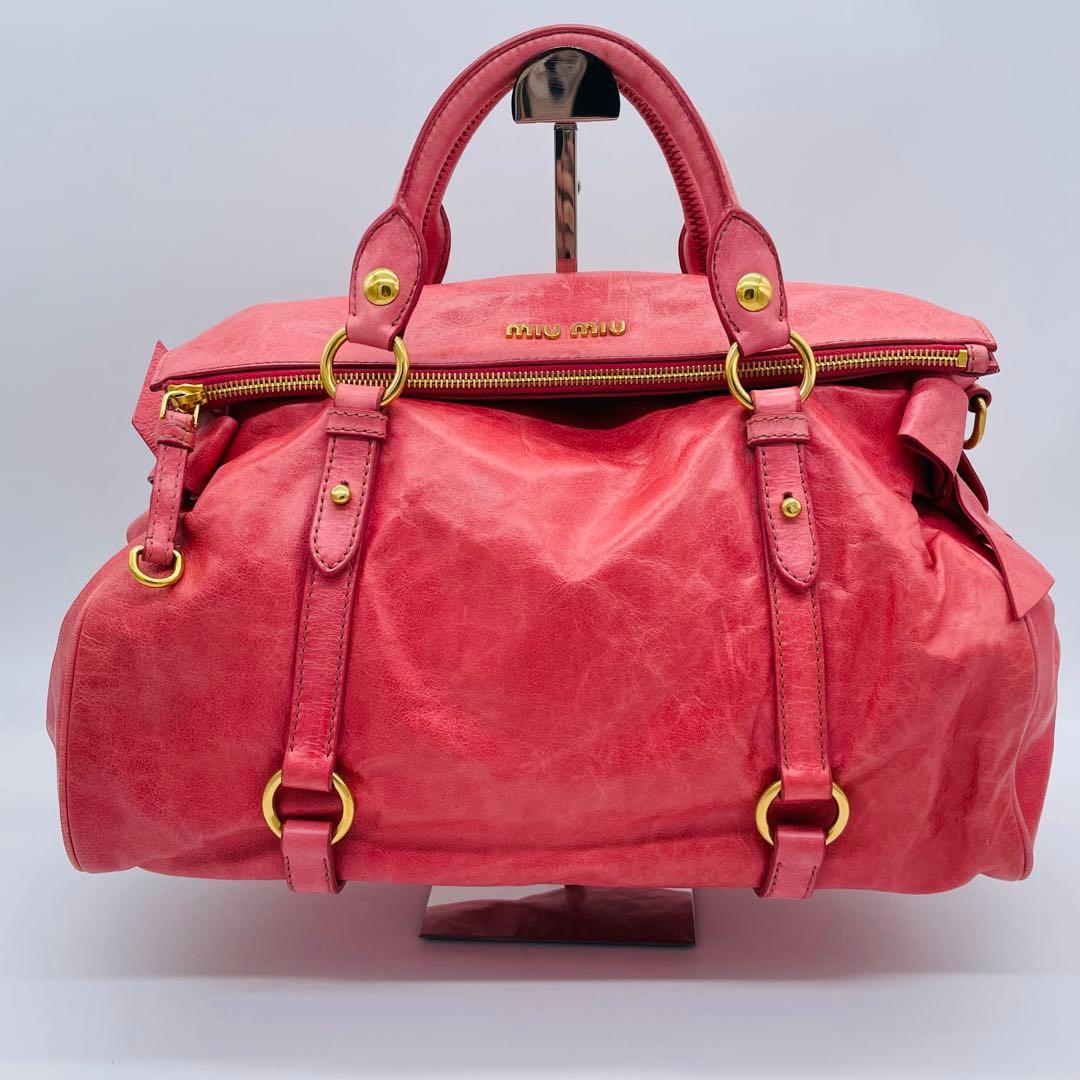 バッグ miu miu vitello lux pink y2k hand bag
