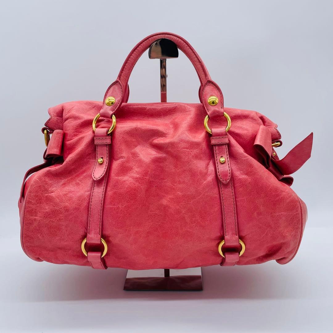 バッグ miu miu vitello lux pink y2k hand bag