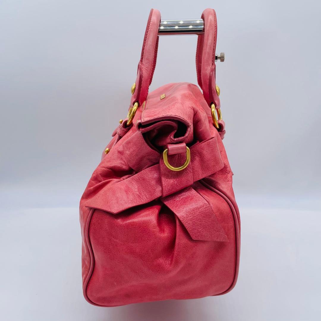 バッグ miu miu vitello lux pink y2k hand bag