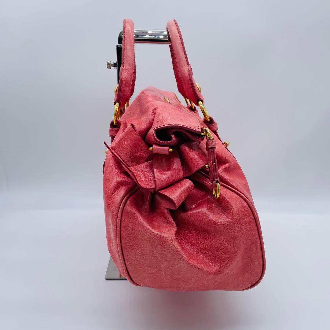 バッグ miu miu vitello lux pink y2k hand bag