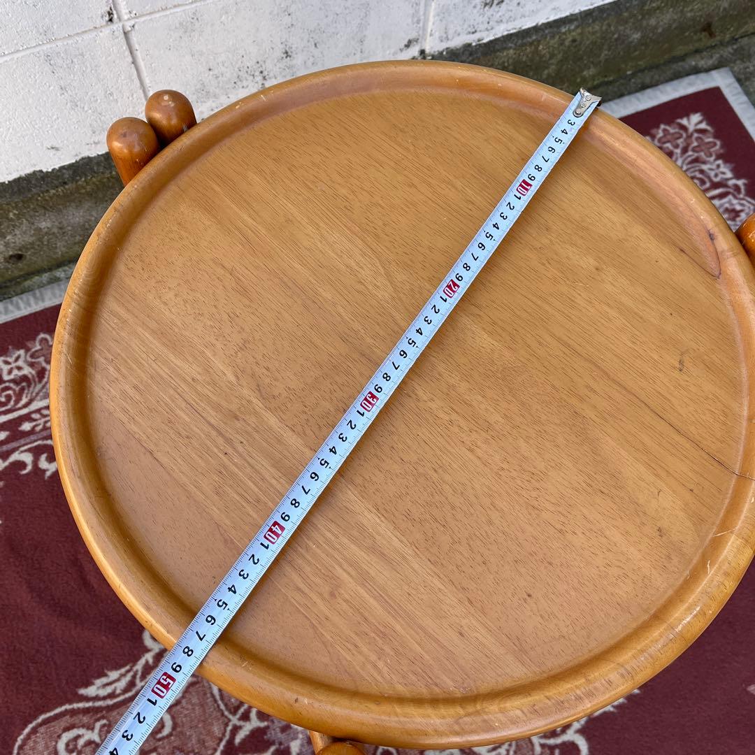 北欧デザイン 古家具◾️木製サイドテーブル キャスター付き ワゴン