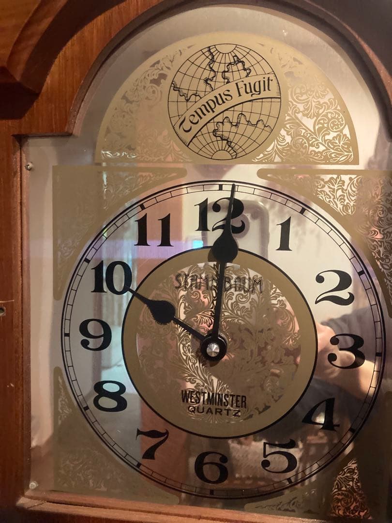 昭和レトロ　ホールクロックTempus Fugit アラーム 古時計 電池式