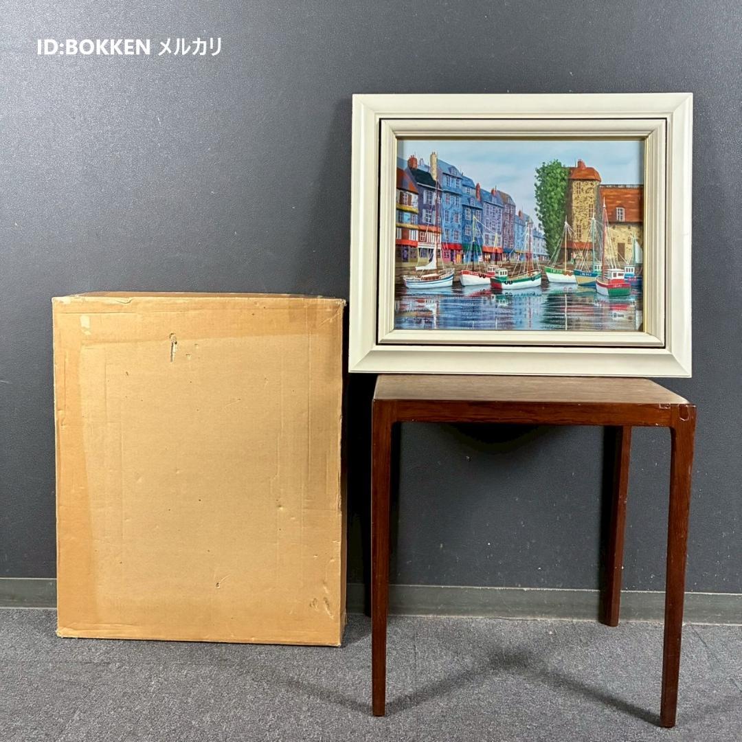 佐藤計「オンフルール」キャンバスに油彩画 F6 直筆サイン入 額装 フランス風景