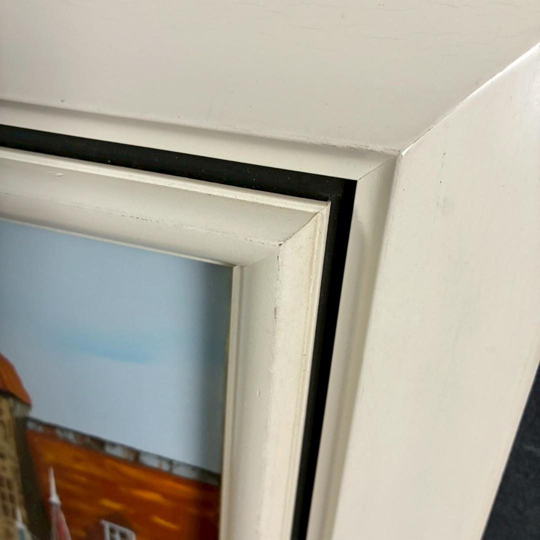 佐藤計「オンフルール」キャンバスに油彩画 F6 直筆サイン入 額装 フランス風景