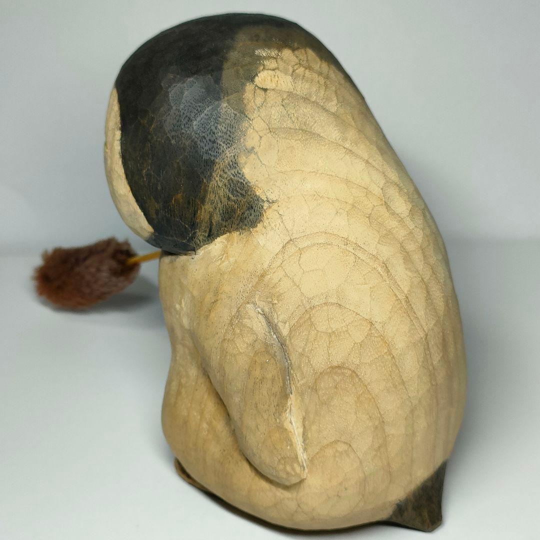 木製ペンギン　木製彫刻 　ダスター付き