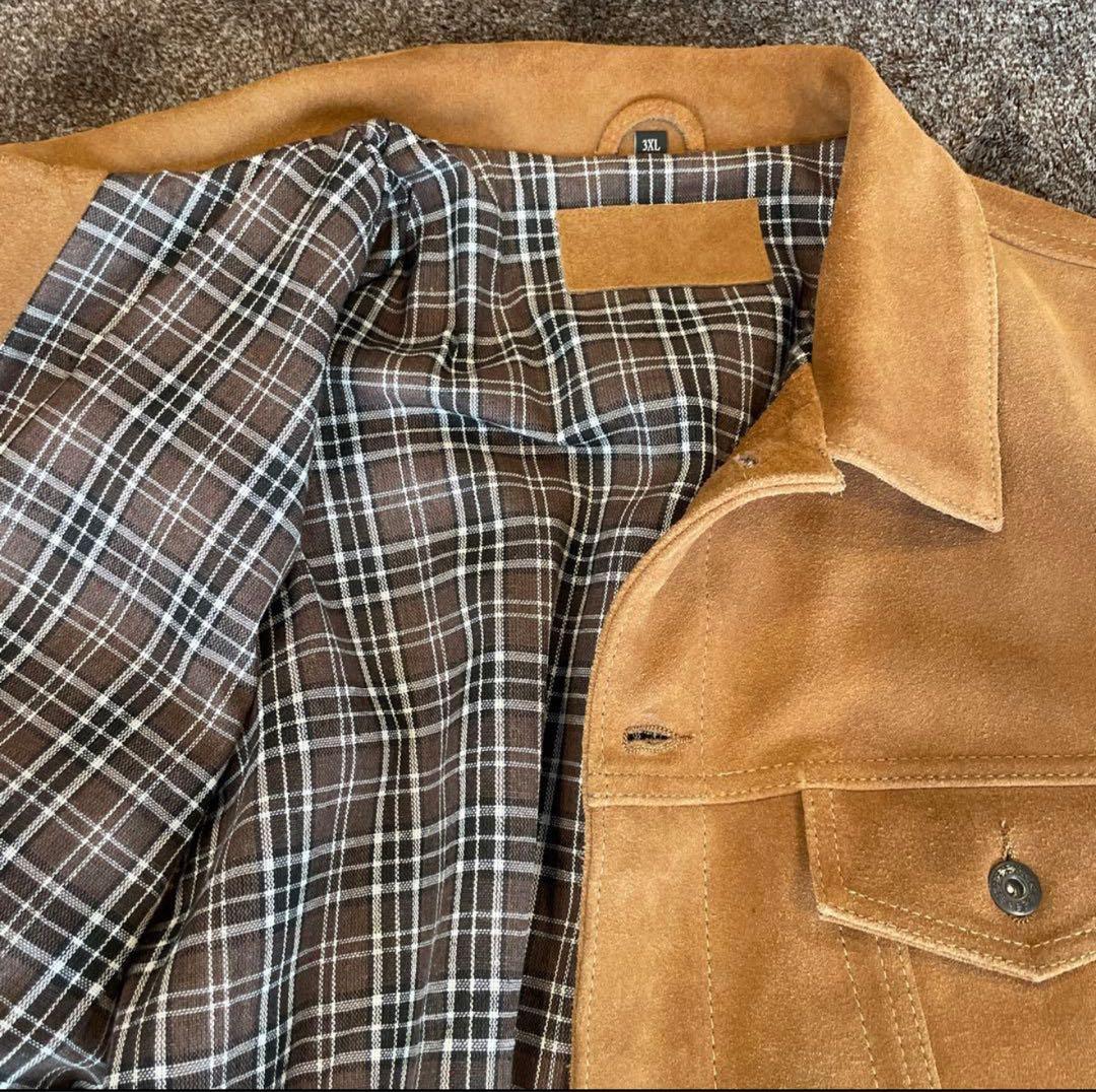 UNKNOWN スエード トラッカー ジャケット 月桂樹ボタン 2XL 牛革