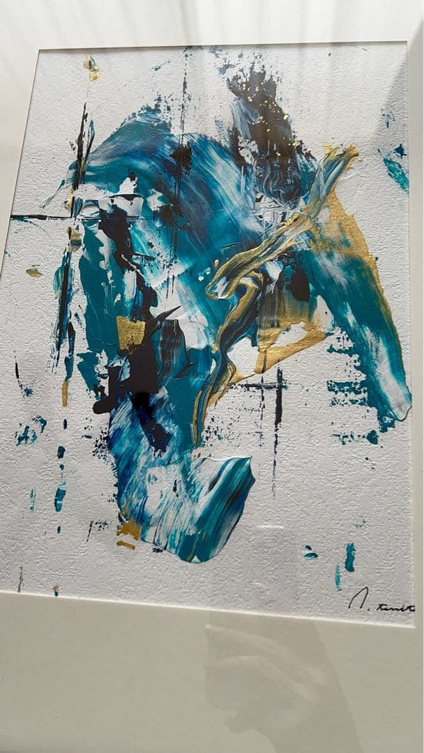 絵画　アート　青　金　インテリア　海外　ホテル　ギフト　新築祝い　モダン　抽象画