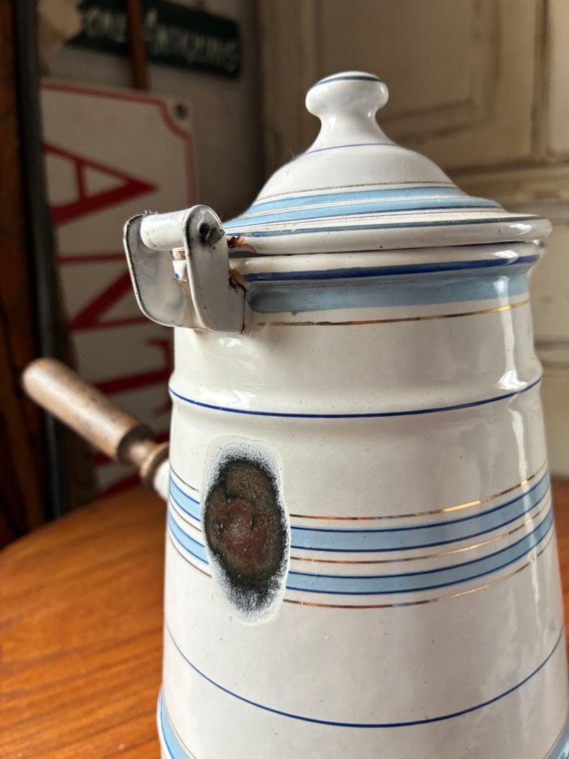 フランス　アンティーク　ホーロー　ポット　ショコラティエール　エトワール社　レア