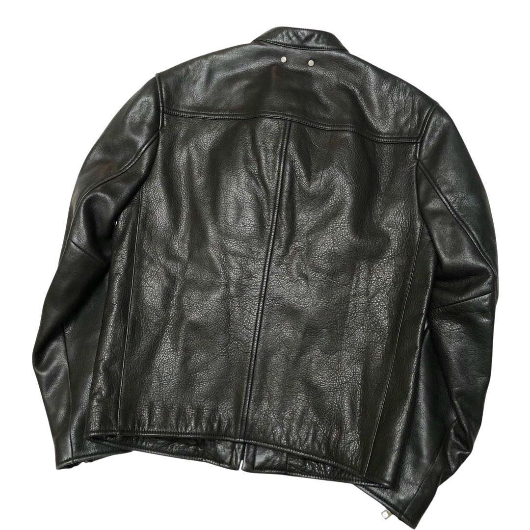 ★美品★コーチ シングルライダースジャケット シボ革 メタル スナップ ジップ