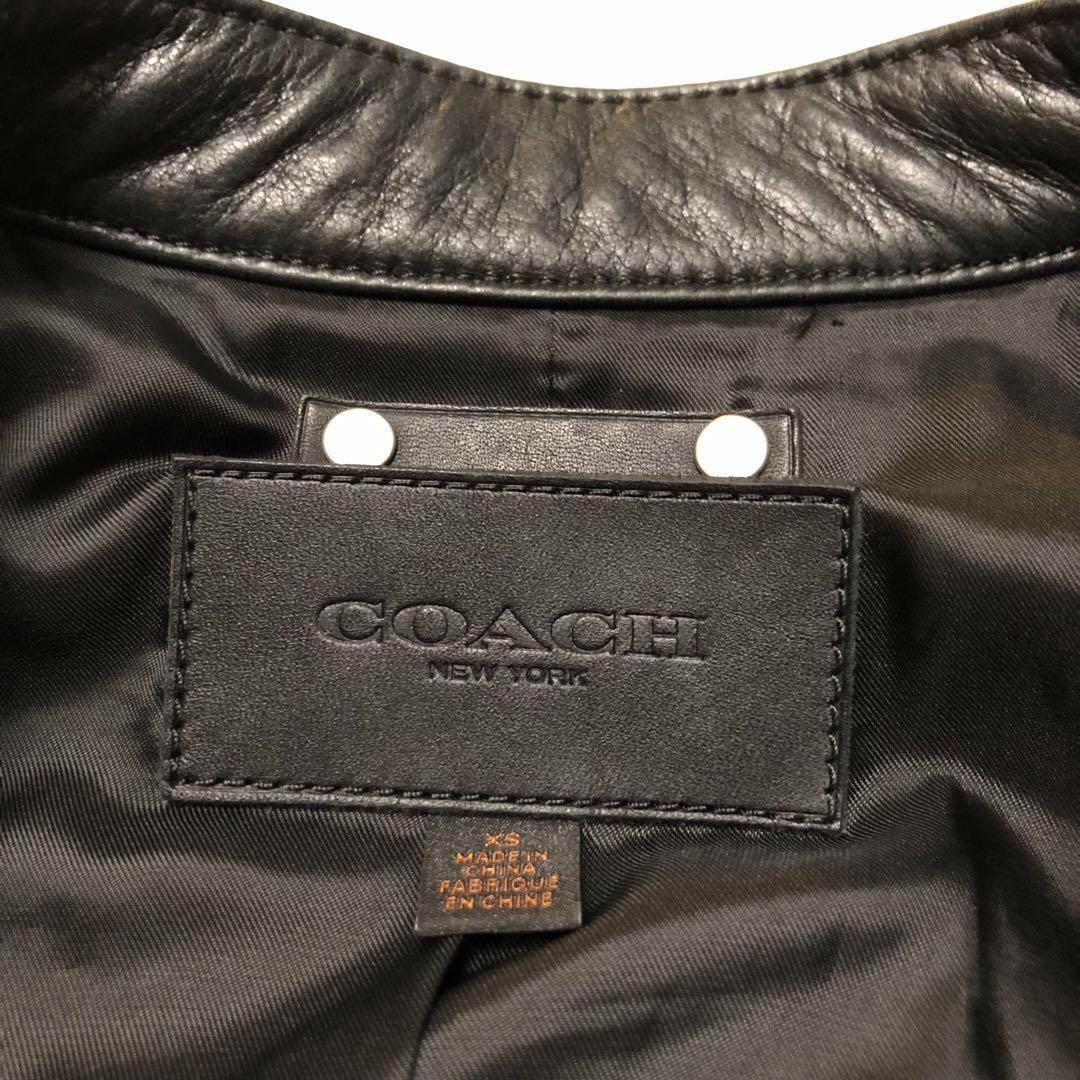★美品★コーチ シングルライダースジャケット シボ革 メタル スナップ ジップ