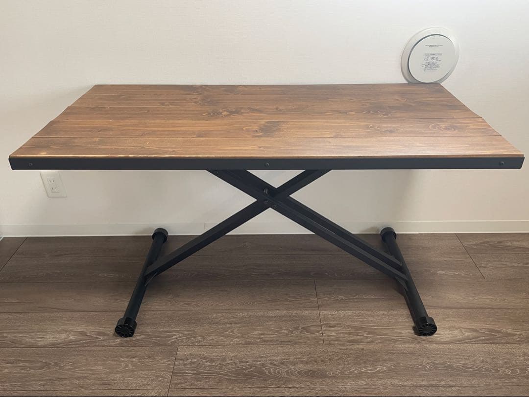 無段階昇降テーブル/インダストリアル/木製/ダイニングテーブル/センターテーブル