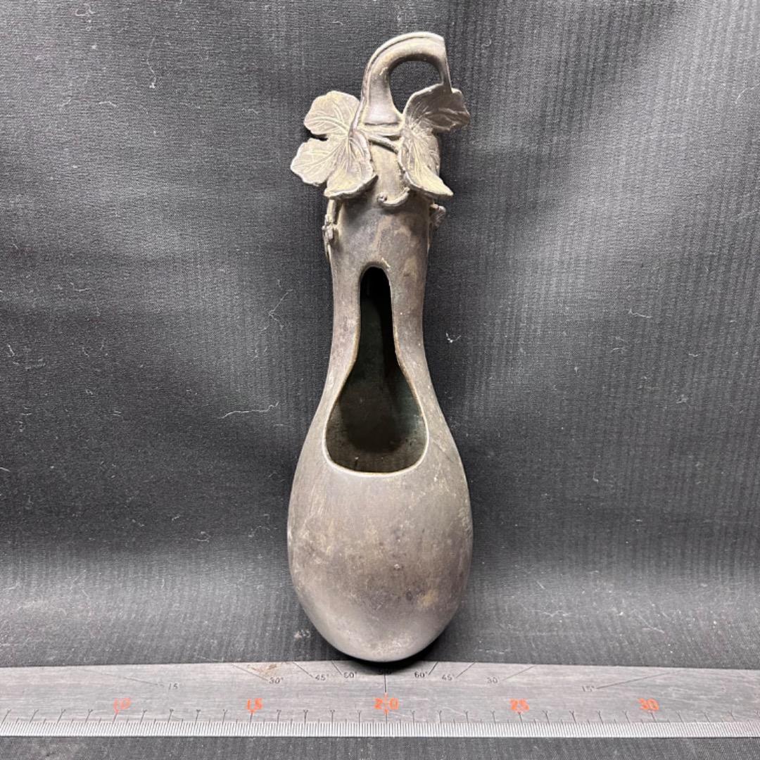 ▽Eb左1112 茶道具 古銅　銅器　掛花入  瓢箪