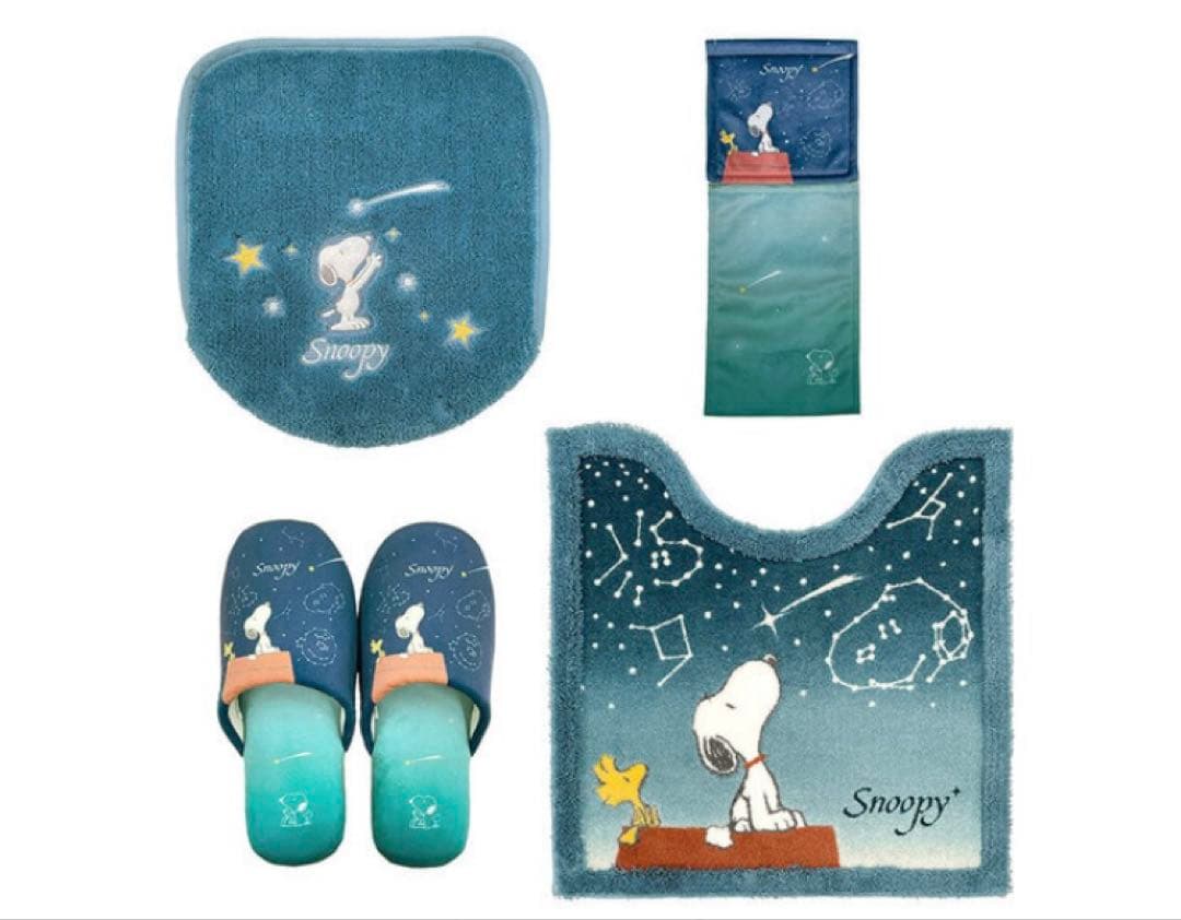 ブルー色　PEANUTS スヌーピー トイレマットセット　新品