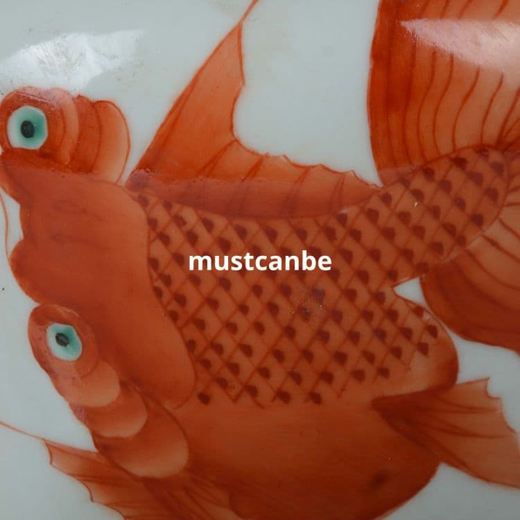 景徳鎮 陶磁器 金魚紋提梁壺 茶壺 煎茶器 装飾品 現代工芸品 置物