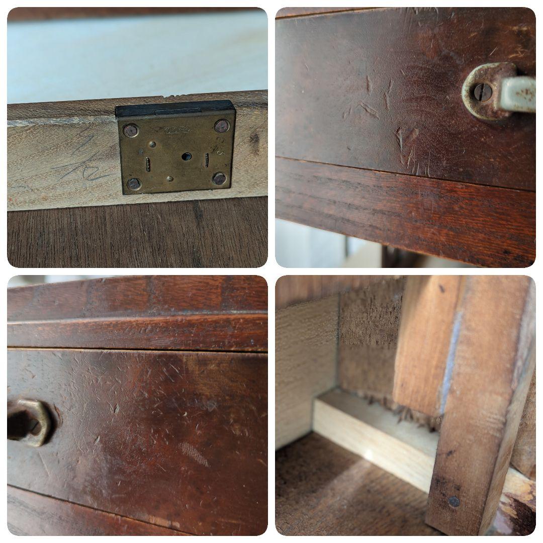 アンティーク　文机　レトロ　テーブル　机　木製　無垢　引き出し　昭和　大正