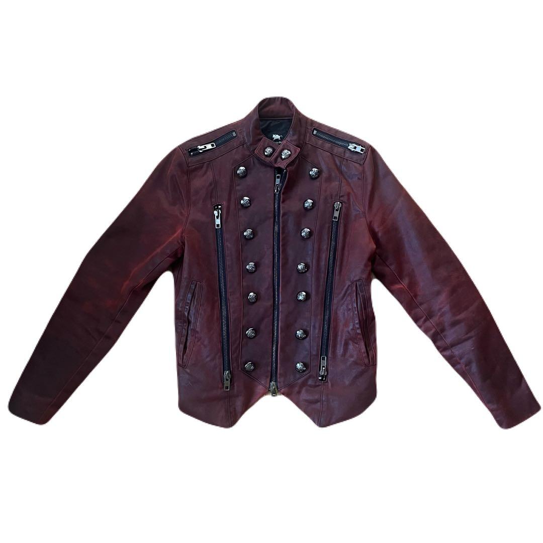 Y2K ライダースジャケット 革 赤 レッド 平成 古着 冬服　光沢