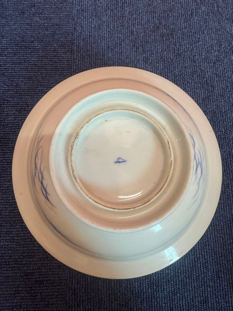 2059  深川製磁　染錦富士に双鶴松絵　深鉢　時代物