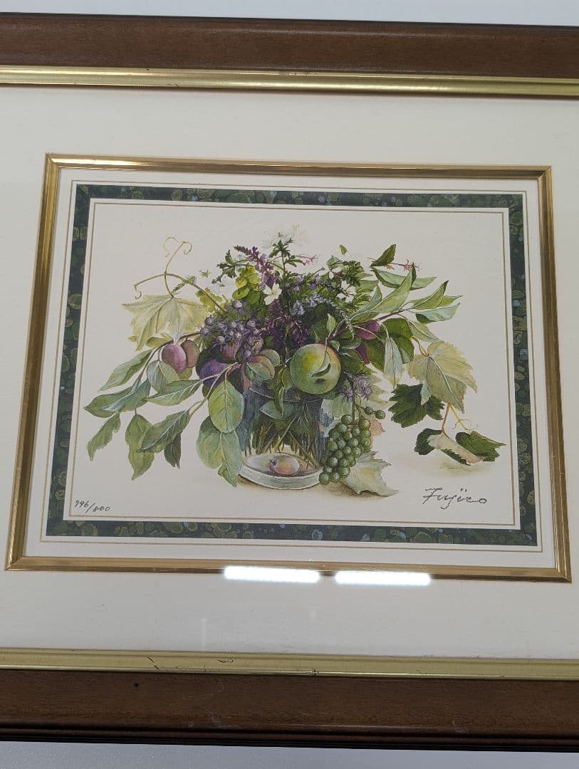 真作 橋本不二子「ハーベストジョイ」リトグラフ 版画 絵画 証明書付 木製額