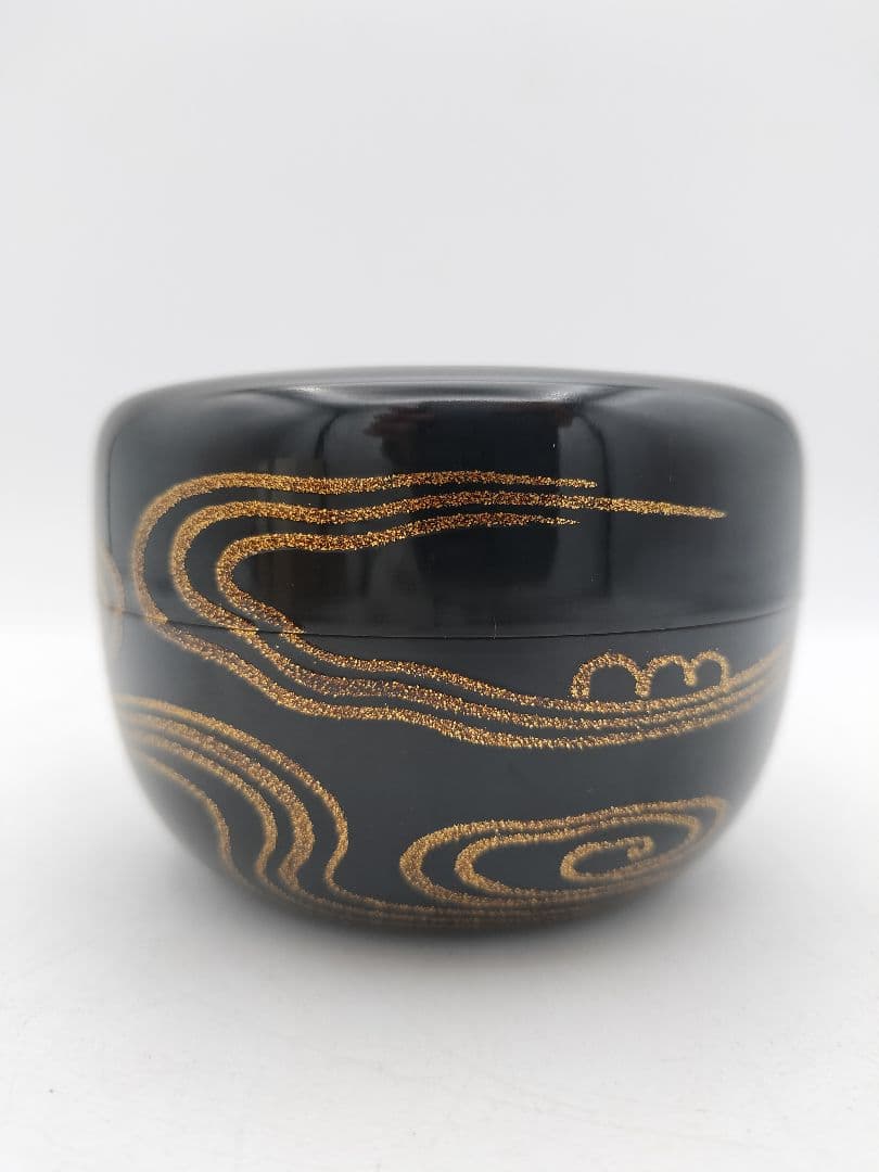 b905【新品・未使用】大平棗 おしどり 鴛鴦　内梨子地 田崎昭一郎 木箱 茶道