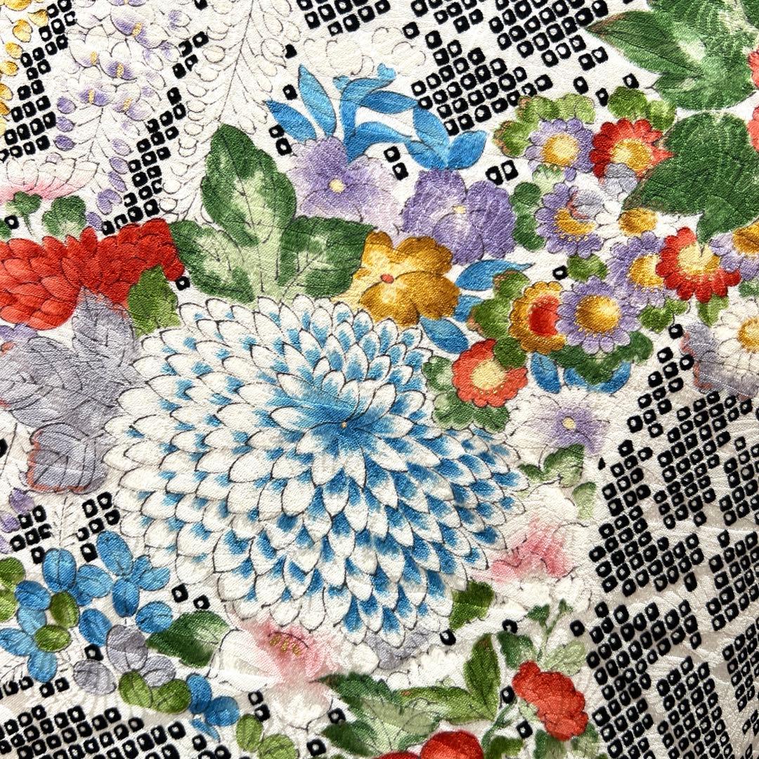 438 振袖フルセット 正絹 黒 赤 金彩 手描き 総柄 小紋 セミアンティーク