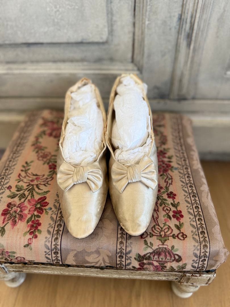 フランスアンティークシルクウェディングシューズマリアージュ