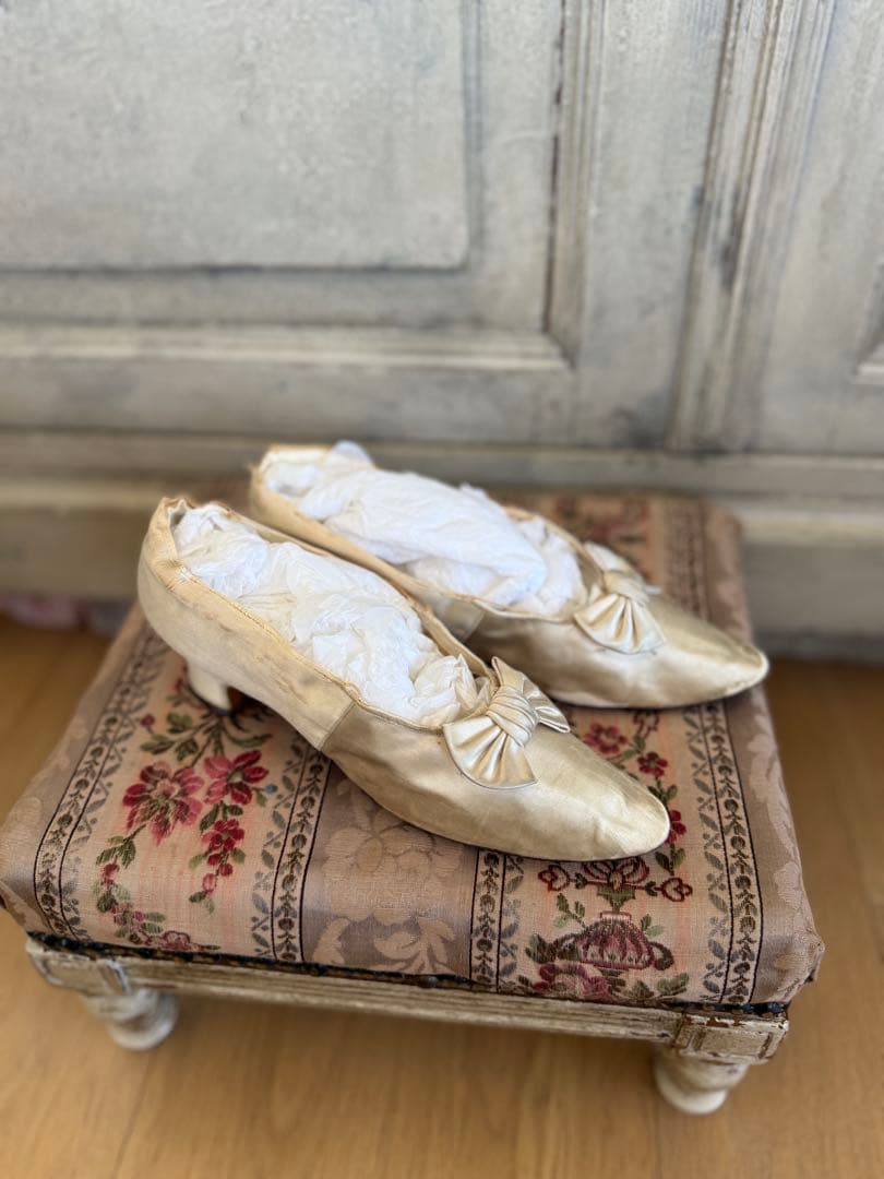 フランスアンティークシルクウェディングシューズマリアージュ