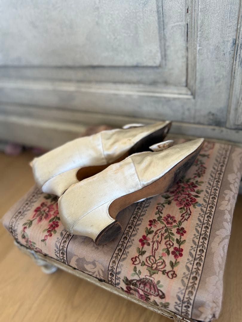 フランスアンティークシルクウェディングシューズマリアージュ