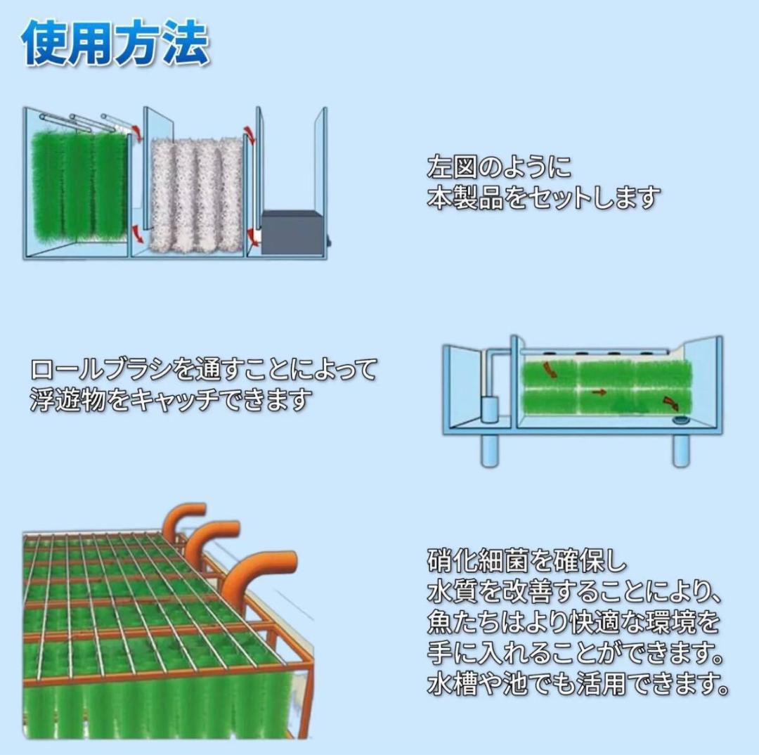 50本セット ロールフィルター ロールブラシ ろ材 ブラック 黒 130cm