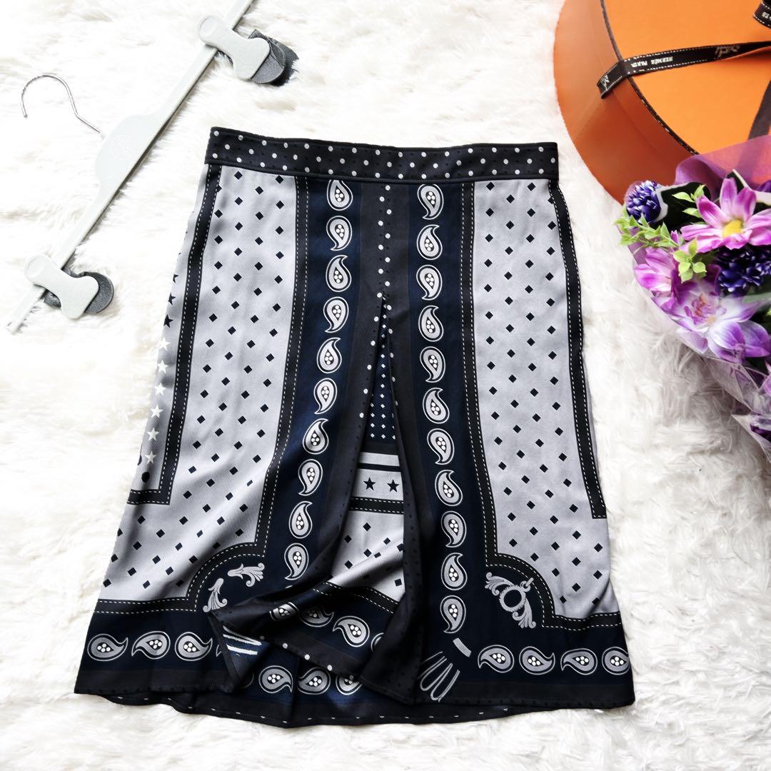 極美品　HERMES エルメス　シルク　スカート　宮廷の馬具　バンダナ