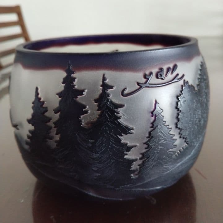 被せ硝子⭐︎アンティーク⭐︎ガレ調 ⭐︎蜻蛉文様 硝子鉢⭐︎水指茶道具、小物入れ