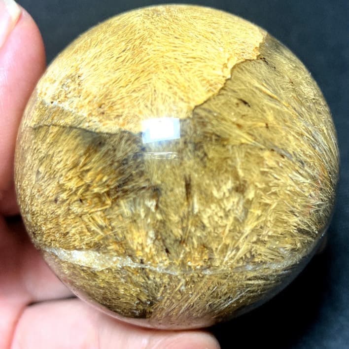 50mm ゴールドルチルクォーツ　丸玉　スフィア　金針水晶
